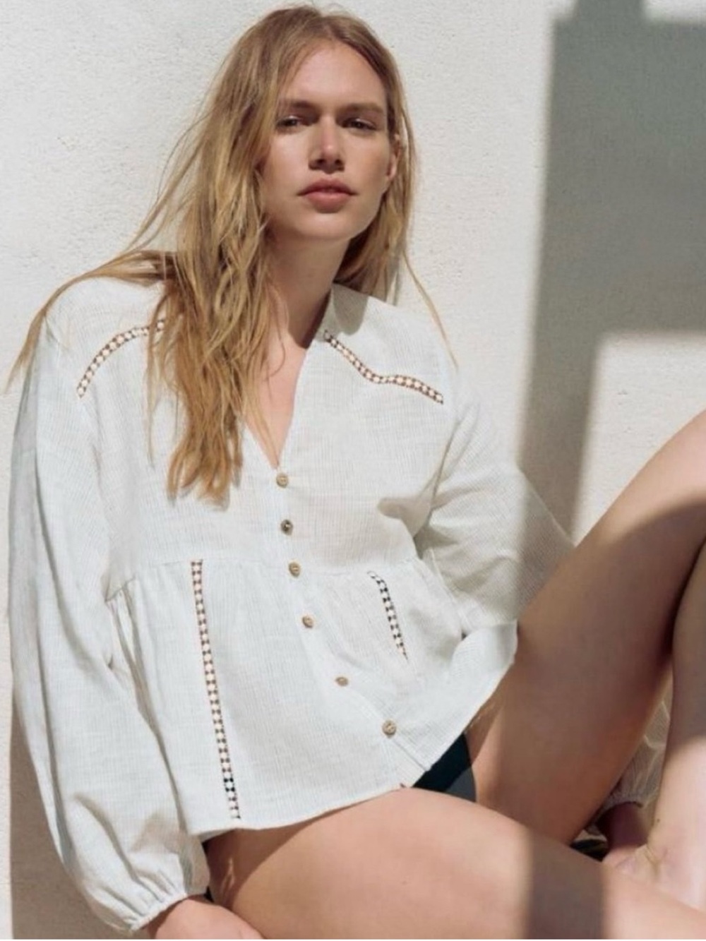 New ZARA Stripped Insert Lace Top